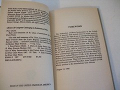 Rule and Testament of St. Clare: Constitutions for Poor Clare Nuns. 1987