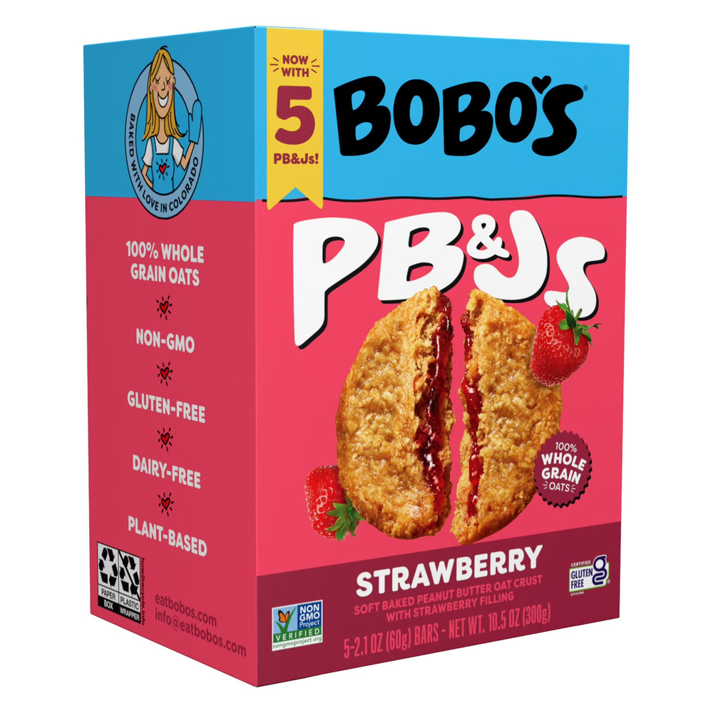 Bobo’S Pb&Js, Peanut Butter Oat Crust with Strawberry Filling, 5 Pack of 2.1Oz O