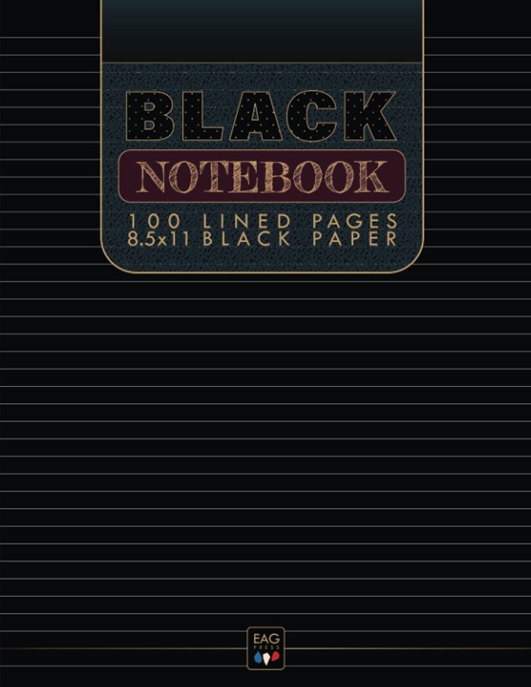 Black Notebook | 100 Lined Pages | 8×11.5 Black Paper Black Paper Journal – C…