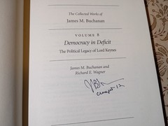 SIGNED 2000 HC Collected Works of James M. Buchanan Vol. 8 Democracy In Deficit