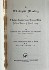 An Old English Miscellany / Richard Morris / Greenwood Press 1969 rpt. [1872] HC