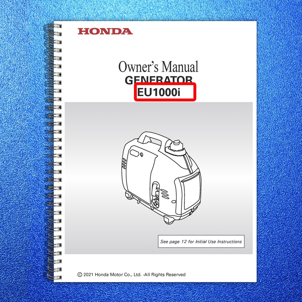 HONDA EU1000i Generator Owners Manual 2021 – STEEL WIRE BOUND – TOUGH COVERS