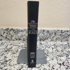 REDUCED!! Charles Stanley Life Principles Bible *GENUINE LEATHER* Silver Edges