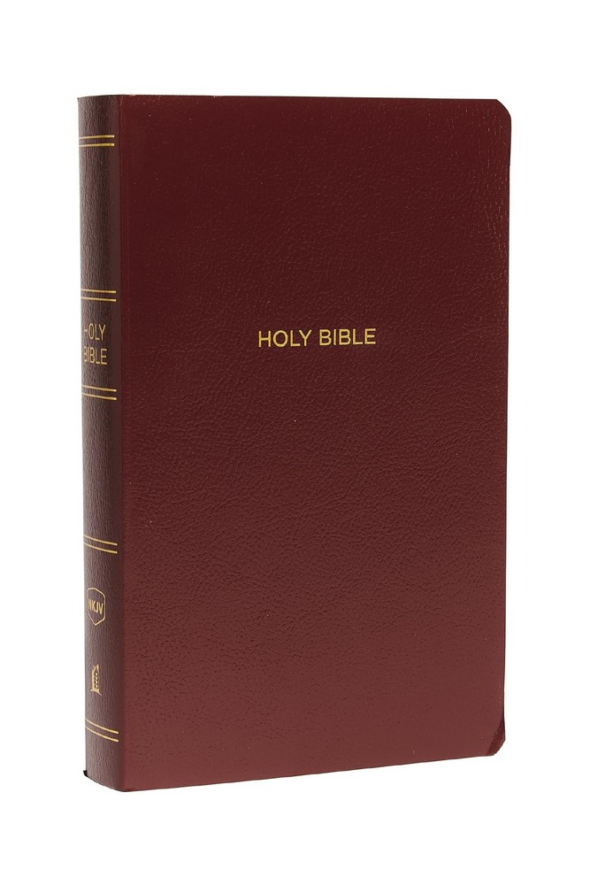 NKJV, Gift and Award Bible, Leather-Look, Burgundy, Red Letter, Comfort Print: