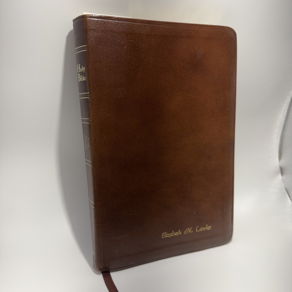 BIBLE Ultra Thin Reference King James Version Cornerstone Brown Leather 1987 Cr