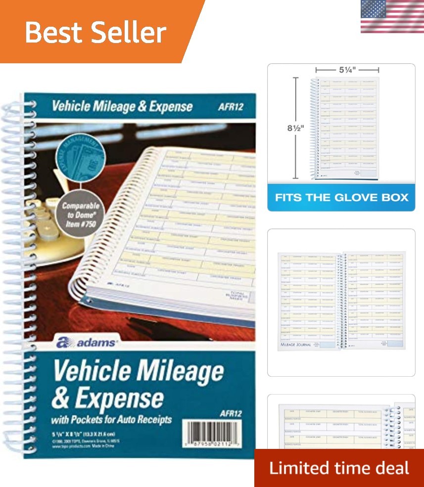 Compact Mileage Entry Journal with 588 Logs & Summary Pages – Fits in Glove Box