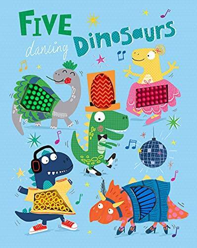 Five Dancing Dinosaurs – Silicone Touch and Feel Board Book – Counting – GOOD