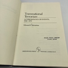 Transnational Terrorism A Chronology of Events 1968-1979 Edward F Mickolus ExLib