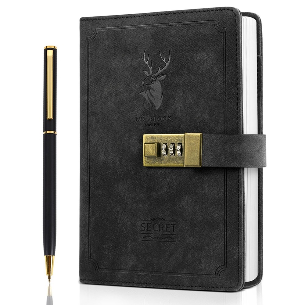ZeriLion 240 Pages A5 Lock Journal Retro PU Leather Locking Diary Notebook – …