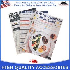 3pcs/set Diabetes Food List Healthy Meal Guide Glucose Food Chart Plan Handbook