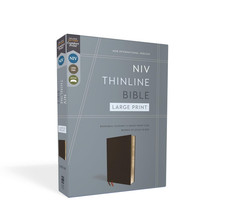 NIV, Thinline Bible, Large Print, Bonded Leather, Black, Red Letter, Comfort Pri