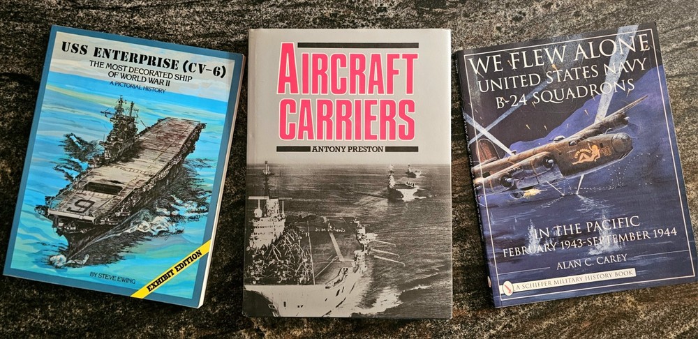 World War II Navy Books (3), Vintage 1979-2000, Paperback (2) & Hardcover (1)