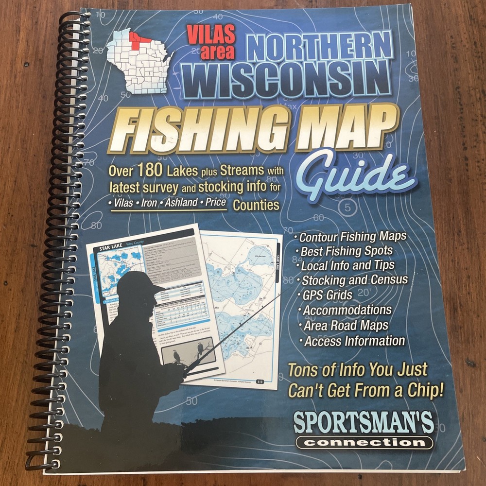 Sportsmans Connection Northern Wisconsin Vilas Area Fishing Map Guide