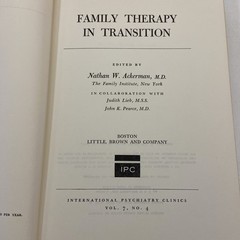 Family Therapy in Transition Vintage 1970 HC International Psychiatry Clinics