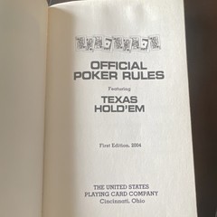 World Poker Tour Official Poker Rules Texas Hold’em 1st Ed Playing Card Co.
