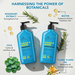 Volume & Growth Shampoo and Conditioner Set, 16 Fl Oz Each – with Biotin & Rosem