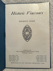 Vtg. Book Tourist Guide To Historic Vincennes IN 40 Pages Illustrated 1947 W/Map