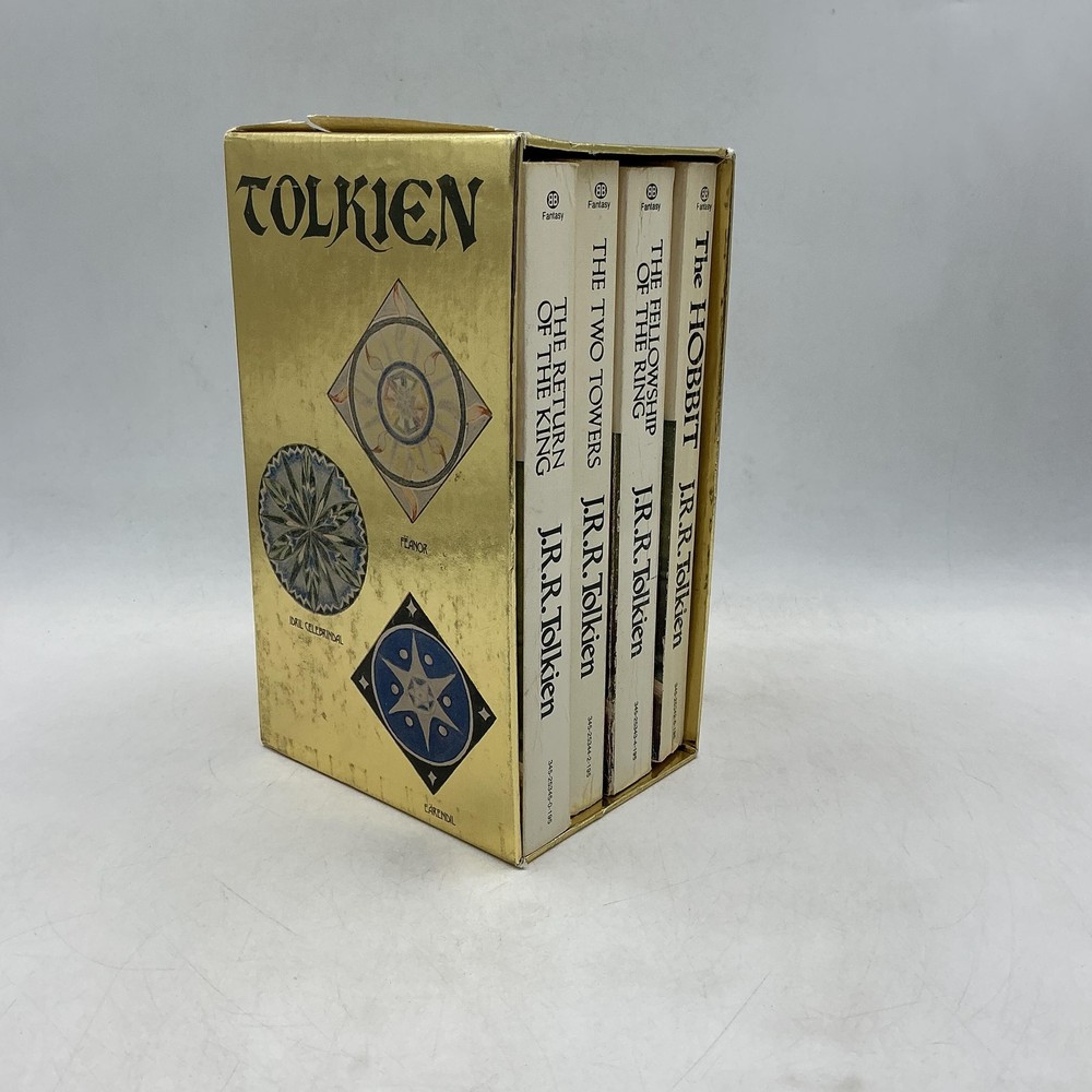 The Hobbit Lord Of The Rings J.R.R. Tolkien Box Set 1977 Ballantine Books Gold
