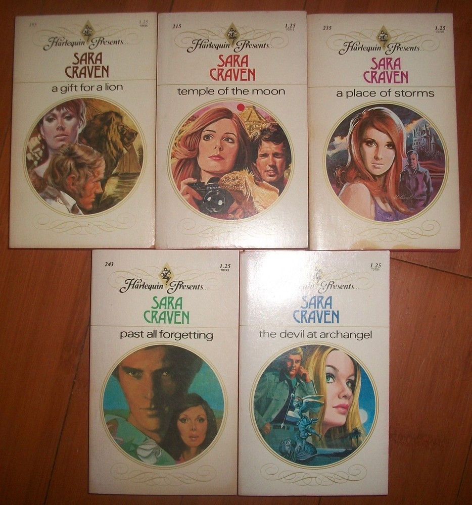 Sarah Craven 5 Romance Novels 1977 1978 Harlequin Presents Lion Devil Moon Storm