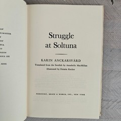Struggle At Soltuna By Karin Anckarsvard 1968 First American Edition