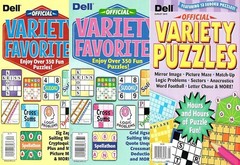 NEW Lot of 3 Dell Official Variety Puzzles Favorites Puzzle Magazine Books