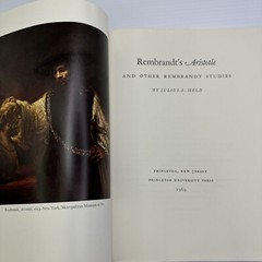 Rembrandt’s Aristotle & Other Rembrandt Studies Julius S Held 1969 Princeton Uni
