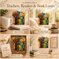 Book Lovers Gifts Book Ornament, Teacher Gifts for Women, Librarian, Reader, Boo