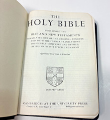 Vintage Compact Cambridge HTF Hand Grained Morocco Leather Concordance KJV Bible