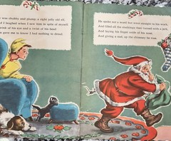 Vintage 1950’s The Night Before Christmas Flocked Cloth Book Florence Winship