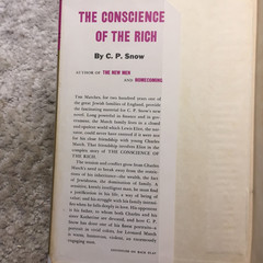 The Conscience Of The Rich C. P. Snow 1958 Charles Scribner’s Sons Family Saga