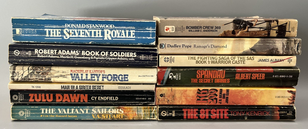 War Military Combat Vintage Paperbacks Fiction Non-Fiction Assorted Lot of 12