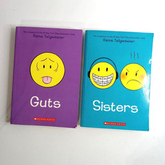 Raina Telgemeier Book Lot of 2 – Guts & Sisters Graphic Novels Kids Tween