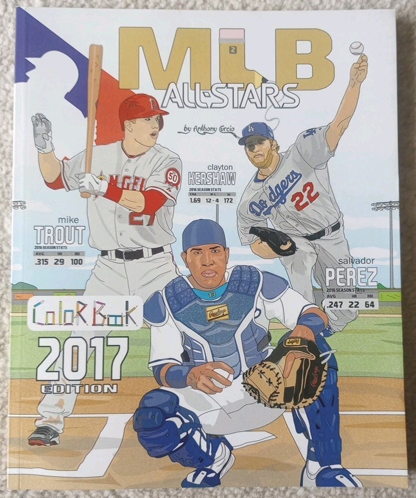 MLB All Stars 2017: Baseball Coloring Book for Adults and Kids: Trout + Kershaw