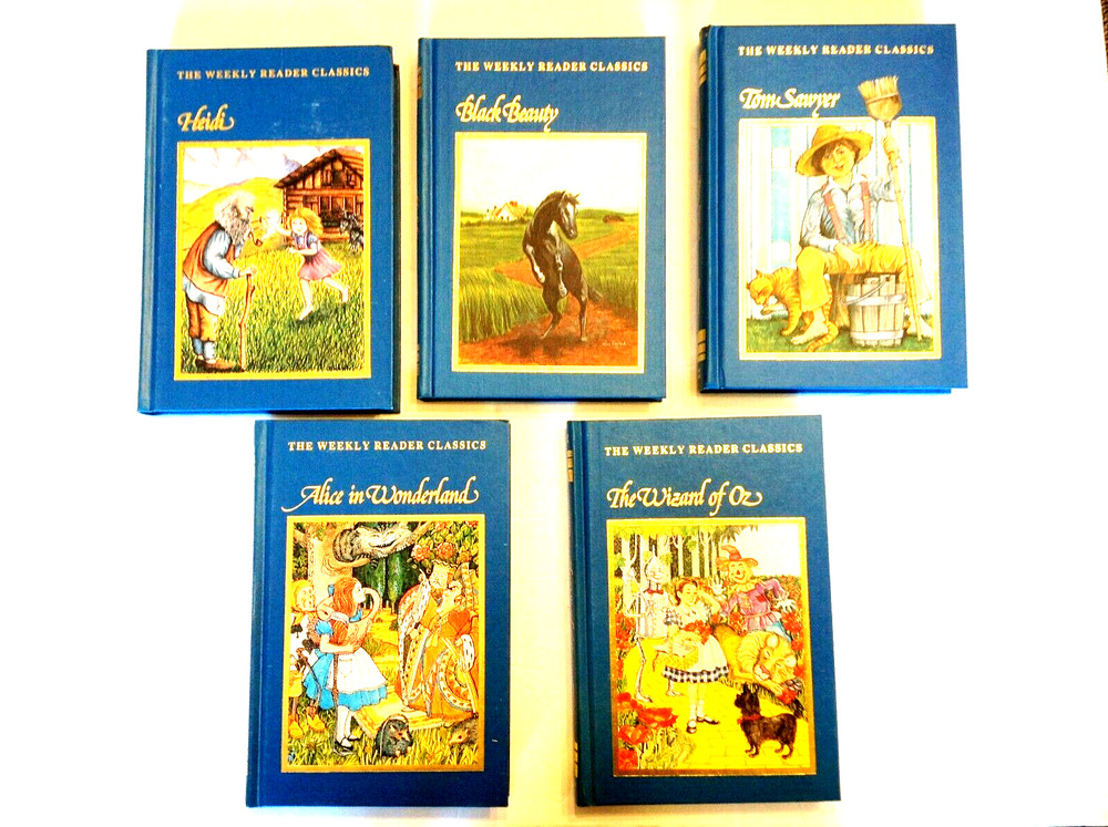 THE WEEKLY READER CLASSICS BOOKS Lot of 5 Oz Heidi Tom Sawyer 1983