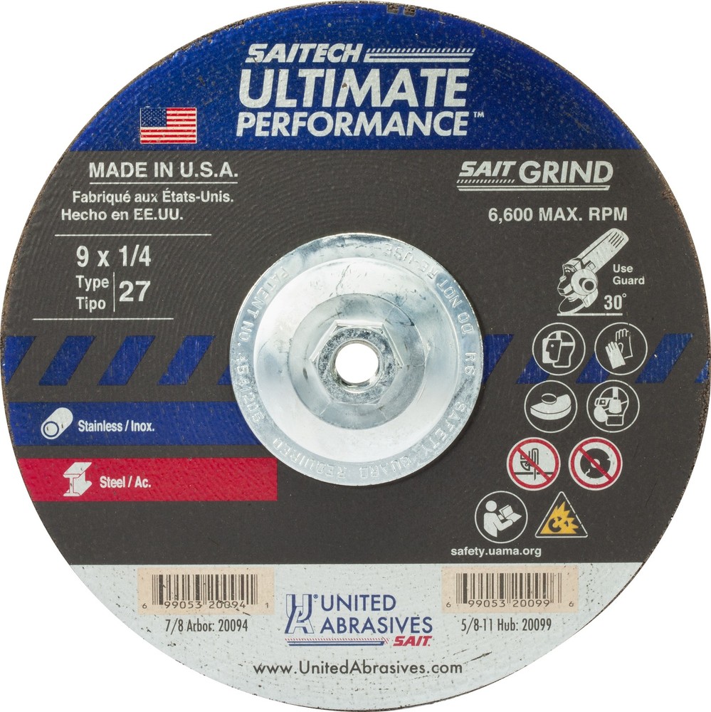 United Abrasives SAIT 20099 9×5/8-11 Ultimate Performance Grinding Wheel 10 pack