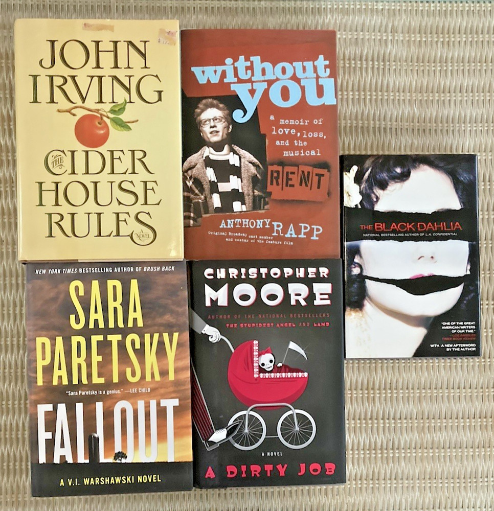 Lot of 5 Hardcover Mystery & Fiction novels various authors see photo for titles