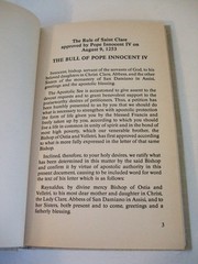 Rule and Testament of St. Clare: Constitutions for Poor Clare Nuns. 1987