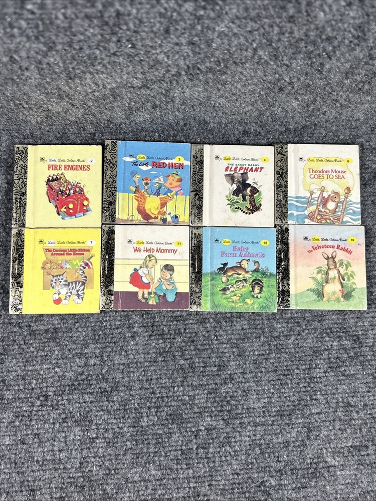 Vintage Lot of 8 Little Little Golden Book Miniatures #2,3,4,6,7,11,12,59