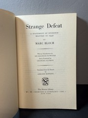 Strange Defeat Marc Bloch W.W. Norton Library 1968 Paperback History WWII France