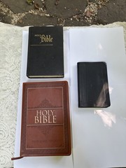Lot 3 Bibles Leather Vtg King James + ABR + Compact Thinline Go Anywhere Black