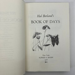 Hal Borland’s Book of Days Borzoi 1st Edition 1976 HCDJ Natural World History