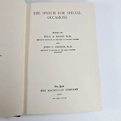 Antique 1920 The Speech for Special Occasions – Knapp & French Hardcover
