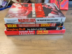Boxing Biography LOT-4 Books Hagler, Atlas, La Motta, and Sugar Ray Leonard VG