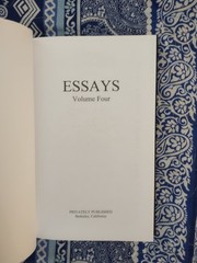 Essays Volume 4 by J. Edward & Erica Cornelius Signed Privately Published 1/200