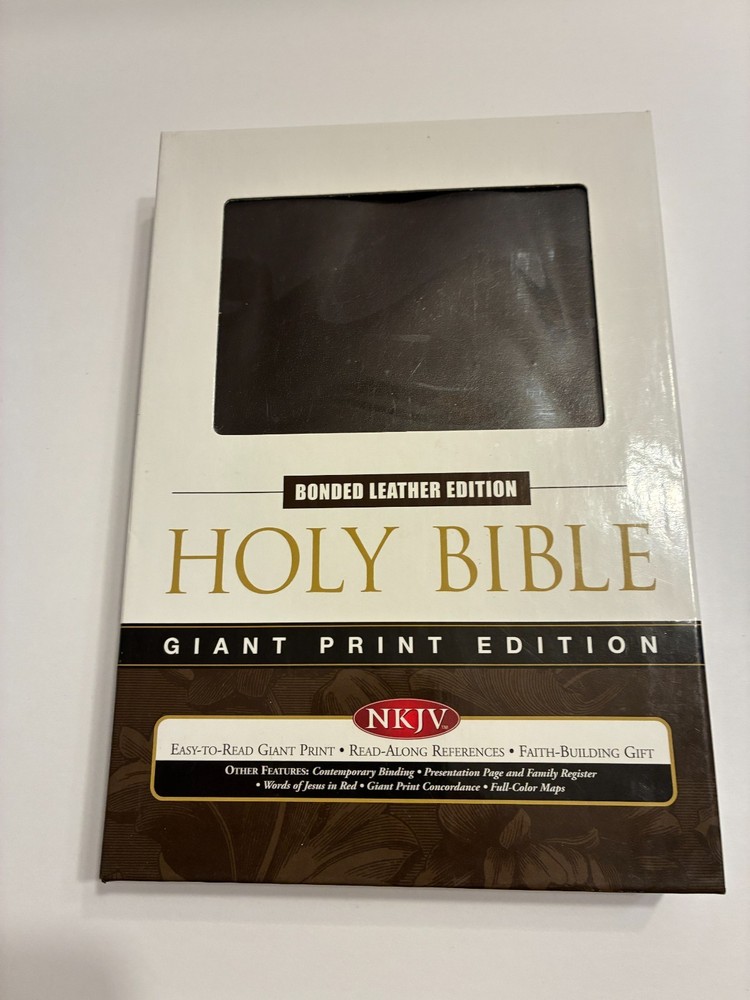 NKJV Holy Bible Giant Print Red Letters Leather New King James Brown Nelson