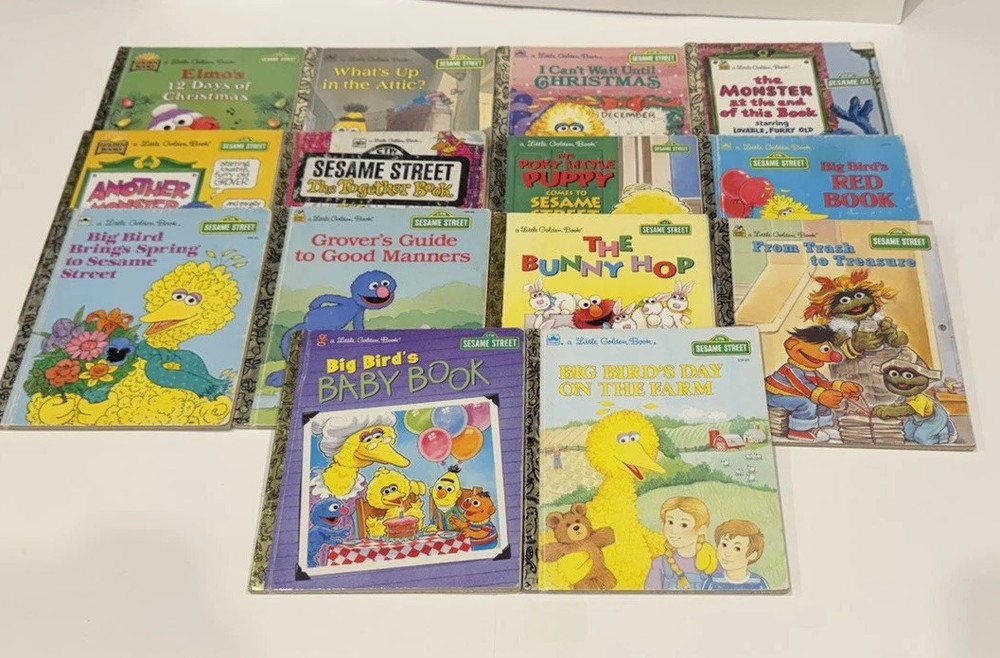 Lot Little Golden Book CTW Sesame Street Big Bird Elmo Grover Bunny Hop Oscar