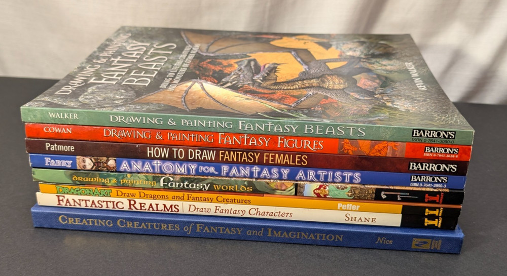 8x Lot of Fantasy Drawing & Painting Books, Barron’s & Impact, Patmore, Cowan