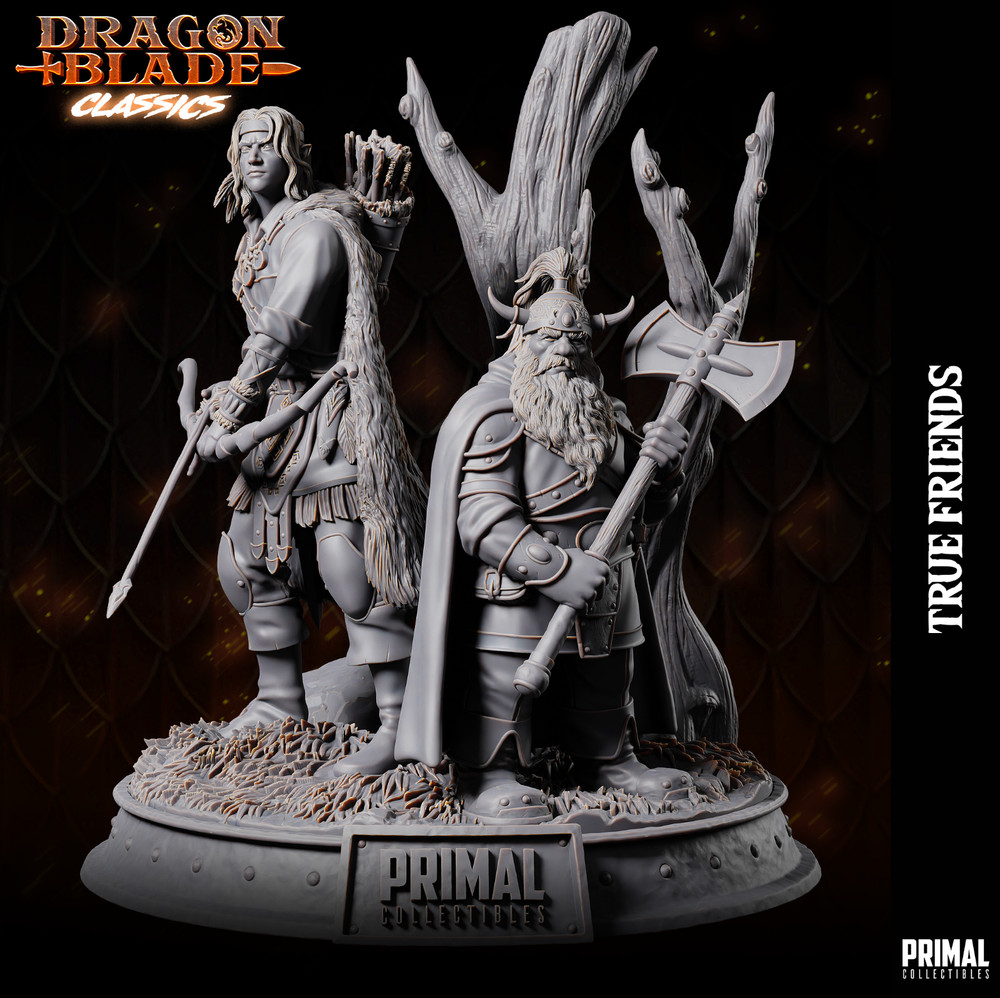 Flint & Tanis DRAGONLANCE diorama @ 15cm High resin 3d printed Dwarf Half Elf