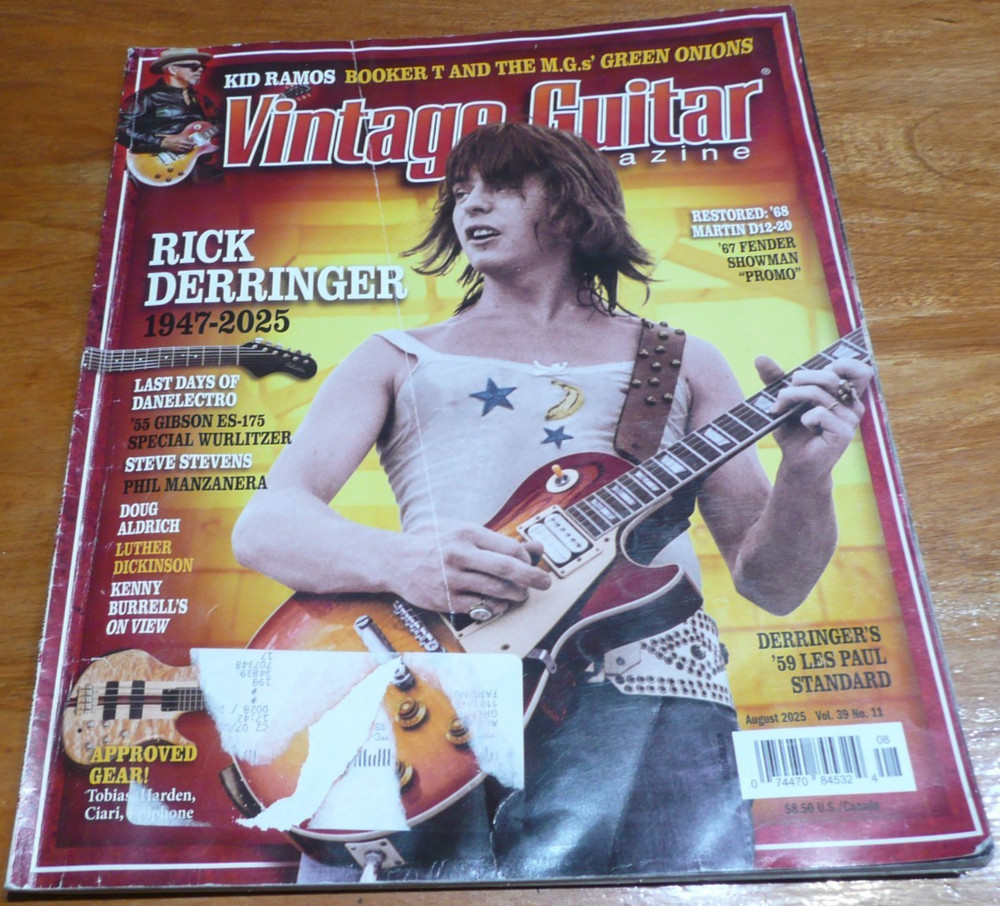 Vintage Guitar Magazine August 2025 – Rick Derringer