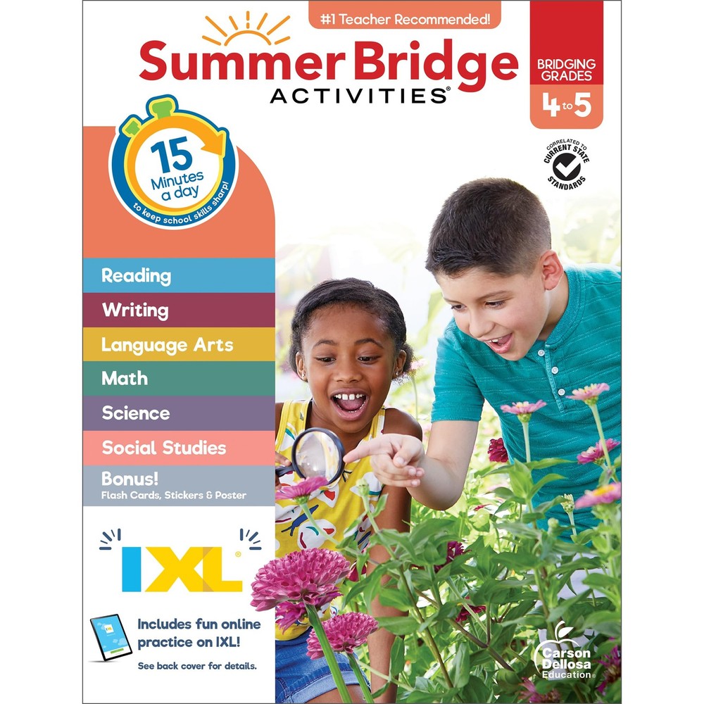 Summer Bridge Activities 4th to 5th Grade Workbooks All Subjects, Math, Lang…